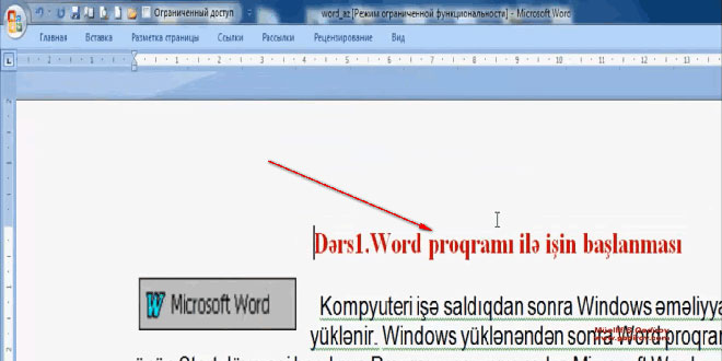 Word 2007 proqramında formatın surətinin çıxarılması