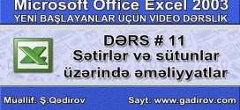 Sətirlər və sütunlar üzərində əməliyyatlar