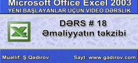 Excel 2003-də əməliyyatın təkzibi