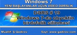 Windows 7 obyektin birdəfəlik silinməsi