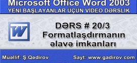 Formatlaşdırmanın əlavə imkanları3