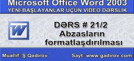 Abzasların formatlaşdırılması