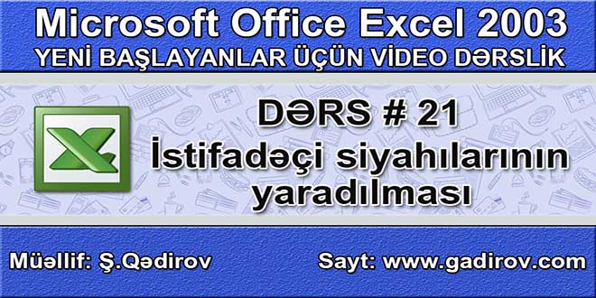 Excel 2003-də istifadəçi siyahılarının yaradılması