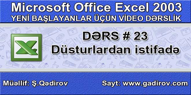 Excel 2003-də düsturlardan istifadə