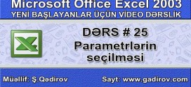 Excel 2003-də parametrlərin seçilməsi