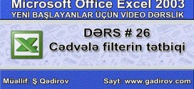 Excel 2003-də cədvələ filterin tətbiqi
