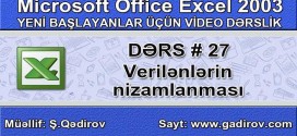 Excel 2003-də verilənlərin nizamlanması