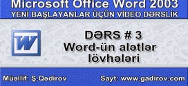 Word-ün alətlər lövhələri