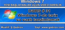Windows 7-də tarix və vaxtı tənzimləmək