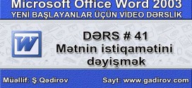 Cədvəl daxilində mətnin istiqamətini dəyişmək