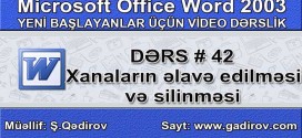 Xanaların əlavə edilməsi və silinməsi