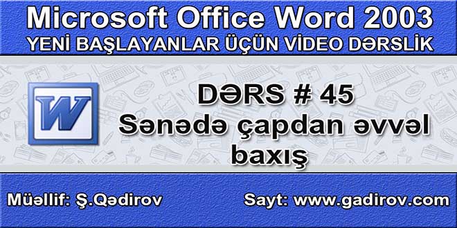 Sənədə çapdan əvvəl baxış