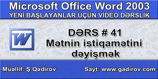 Cədvəl daxilində mətnin istiqamətini dəyişmək