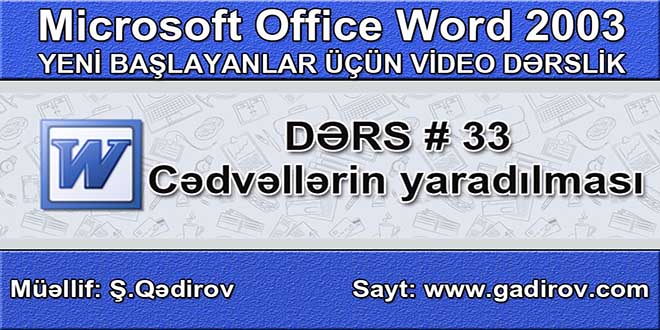 Cədvəllərin yaradılması 2