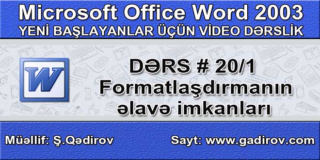 Formatlaşdırmanın əlavə imkanları 1