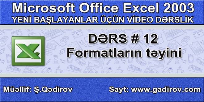 Excel 2003-də formatların təyini