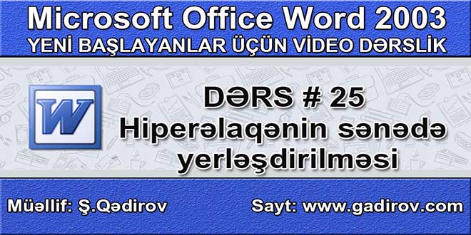 Hiperəlaqənin sənədə yerləşdirilməsi