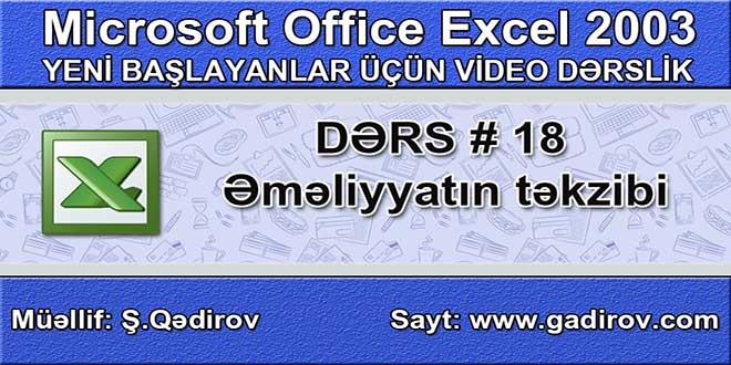 Excel 2003-də əməliyyatın təkzibi