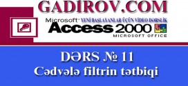 Cədvələ filtrin tətbiqi