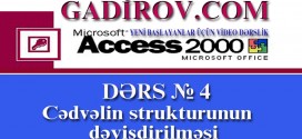 Cədvəlin strukturunun dəyişdirilməsi