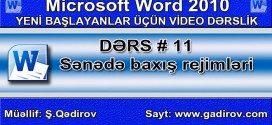 Word 2010 proqramında sənədə baxış rejimləri