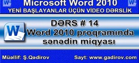 Word 2010 proqramında sənədin miqyası