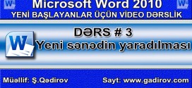 Word 2010-da yeni sənədin yaradılması