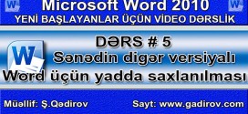 Digər versiyalı Word proqramı üçün yadda saxlamaq