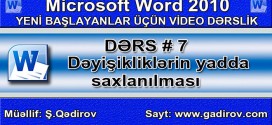 Dəyişikliklərin yadda saxlanılması və işin sonu