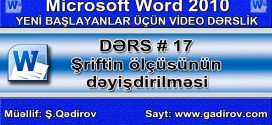 Şriftin və ölçüsünün dəyişdirilməsi