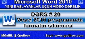 Word 2010 proqramında formatın silinməsi
