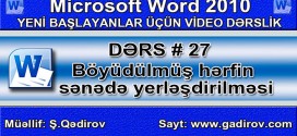 Böyüdülmüş hərfin sənədə yerləşdirilməsi