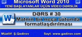 Mətnin bir neçə sütunda formatlaşdırılması