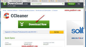 Kompüterin təmizlənməsi üçün Ccleaner proqramının yüklənməsi