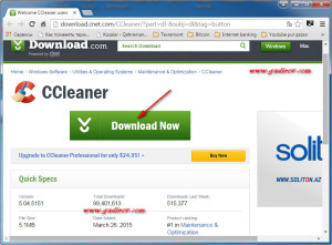 Kompüterin təmizlənməsi üçün Ccleaner proqramının yüklənməsi