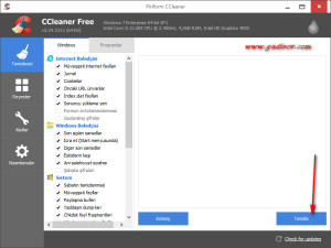 İnternetdən köçürülmüş lazımsız faylların Ccleaner proqramı ilə silinməsi