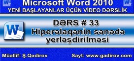 Hiperəlaqənin sənədə yerləşdirilməsi