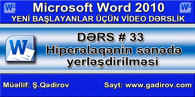 Hiperəlaqənin sənədə yerləşdirilməsi