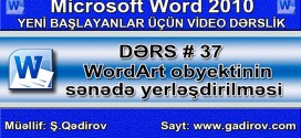 WordArt obyektinin sənədə yerləşdirilməsi