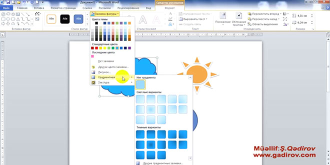 Word 2010 proqramında fiqurların formatlanması