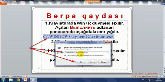 Windows 7-də dil panelinin bərpası