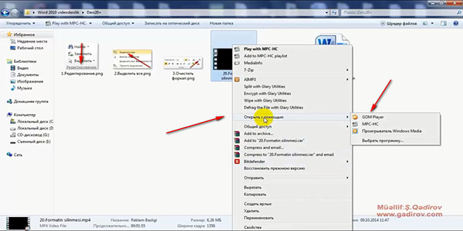 Windows 7 susmaya görə proqramın seçilməsi