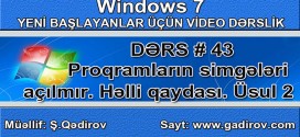 Proqramların simgələri açılmır.Üsul 2