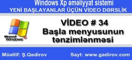 Başla menyusunun tənzimlənməsi