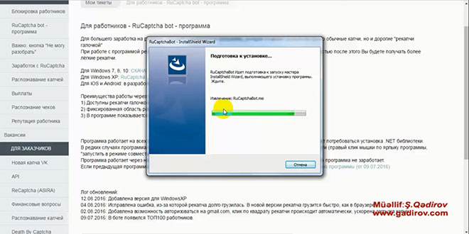 RuCaptcha bot proqramının yüklənməsi