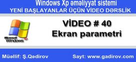 Windows Xp-də ekran parametri