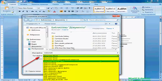 Word 2007 proqramında sənədin yadda saxlanılması