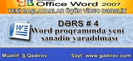 Word 2007 proqramında yeni sənədin yaradılması