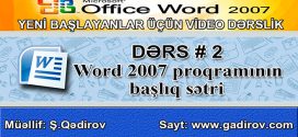 Word 2007 proqramının başlıq sətri