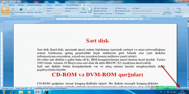 Word 2007 sənədin miqyasını dəyişmək